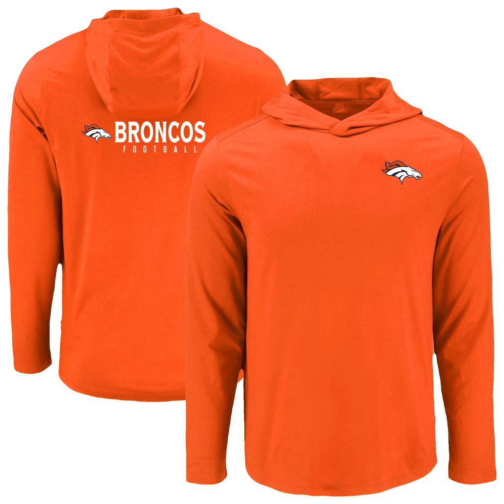 Men 2026 NFL Denver Broncos Hooded long sleeved T-shirt orange 05->nfl t-shirts->Sports Accessory